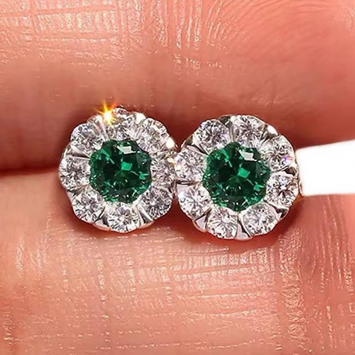 Crystal Stud Exquisite Earrings available in Clear, Green, Pink & Blue