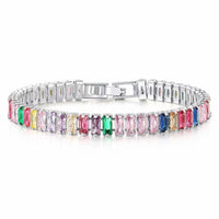 Crystal Baguette Luxury Colourful Bracelet available in Silver, Gold & Rose Gold