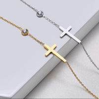 Minimal Elegant Cross Bracelet with Crysal available in Gold, Silver & Rose Gold