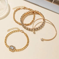 Four Piece Crystal Adjustable Bracelet Set available in Gold or Silver