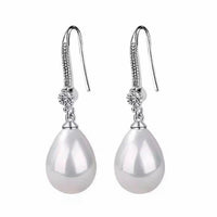 Crystal & Pearl Water Droplet Earrings available in Gold or Silver