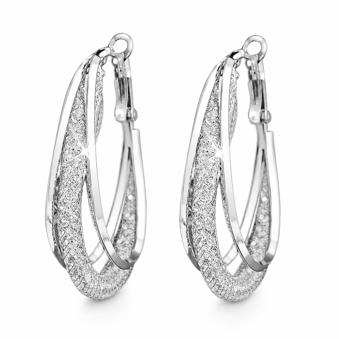 Mesh Drop Hoop Earrings