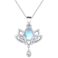 Opal Lotus Leaf Pendant with Crystal Drop