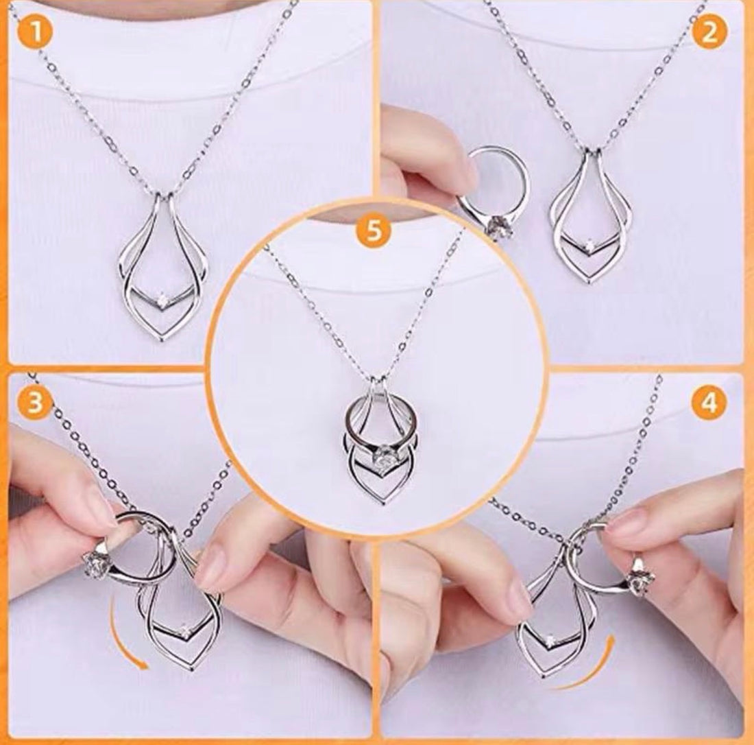 Crystal Ring Keeper Holding Necklace available in Silver, Gold & Rose Gold