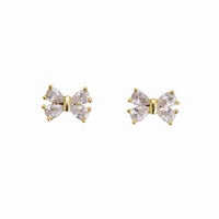 Crystal Butterfly Bow Knot Stud Earrings in Gold
