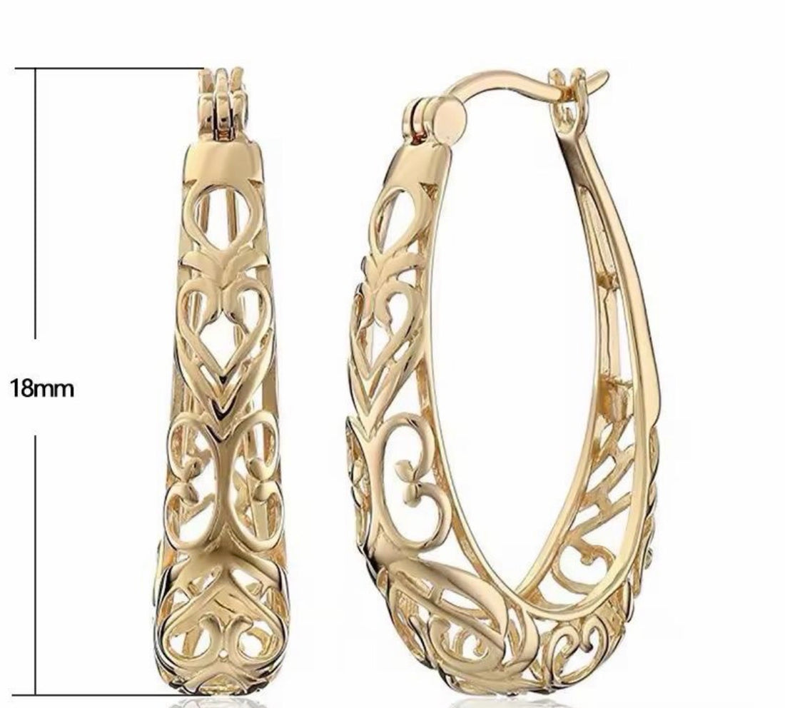 Minimal Elegant Vintage Hollow Hoop Earrings available in Gold Or Silver