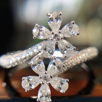 Crystal Adjustable Double Petal Ring