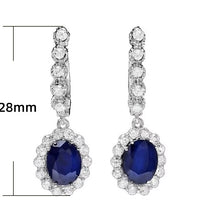 Royal Blue Sapphire Crystal Oval Drop Earrings