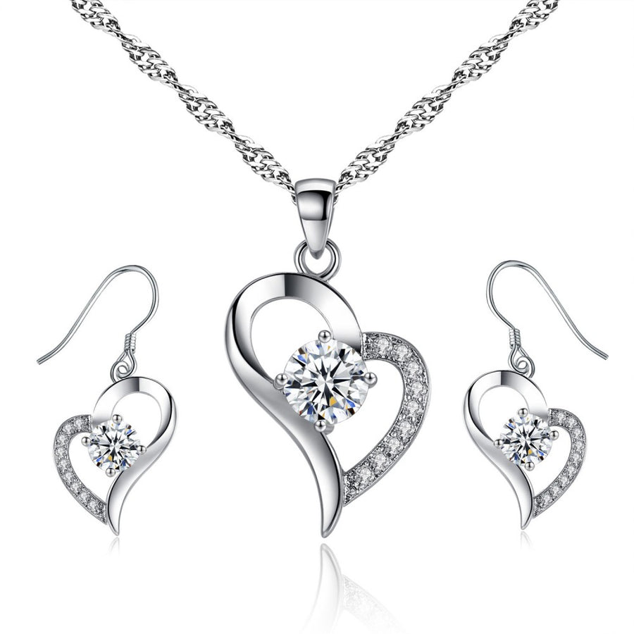 Heart Shaped Crystal & Rhodium Plating made with Fine Austrian Crystals