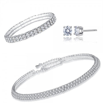 Double Row Tri-Set Made with Crystals From Fine Austrian Crystals