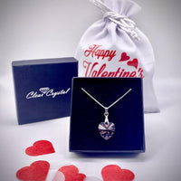 Valentines Heart Premium Crystal Necklace with FREE Luxury Pouch & Box