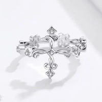 Crystal Cross Adjustable Ring
