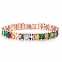 Crystal Baguette Luxury Colourful Bracelet available in Silver, Gold & Rose Gold