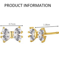 Crystal Butterfly Bow Knot Stud Earrings in Gold