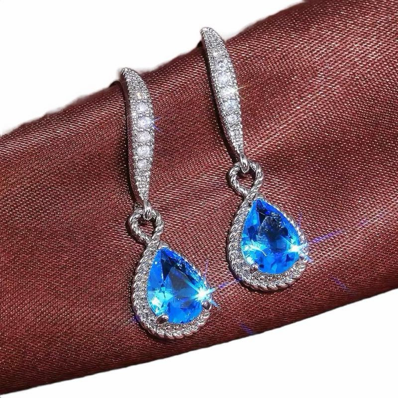 Crystal Blue Tear Drop Luxury Earrings