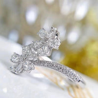 Crystal Adjustable Double Petal Ring