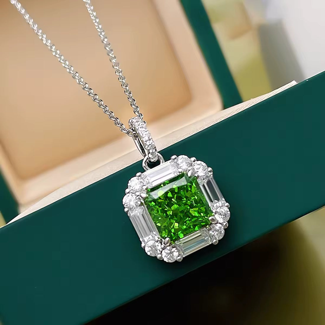 Green Square Crystal Pendant