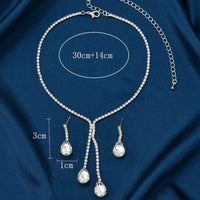 Crystal Double Water Drop 2 Piece Necklace & Earrings Set