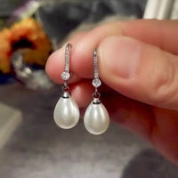 Crystal & Pearl Water Droplet Earrings available in Gold or Silver