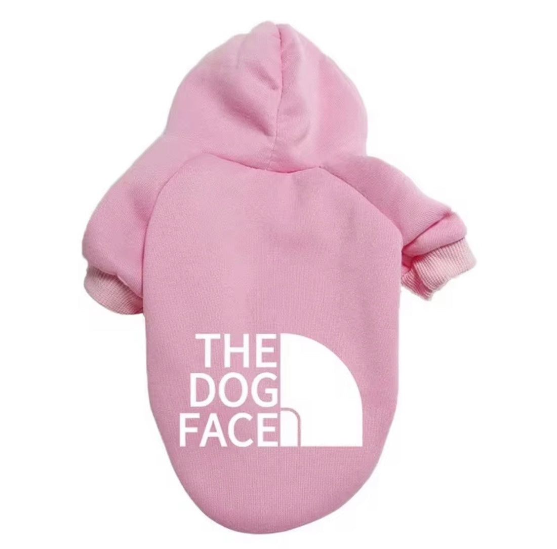 The Dog Face Hoodie for Small to Medium Dogs 3-11KG options available in 2 colours Pink or Black