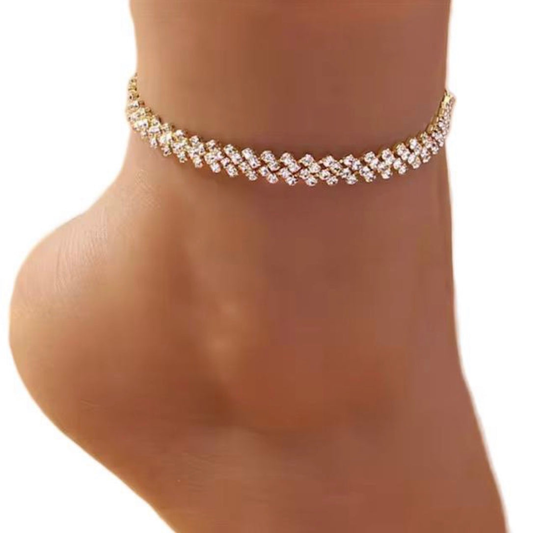 Luxury Crystal Adjustable Anklet - Gold Or Silver Option