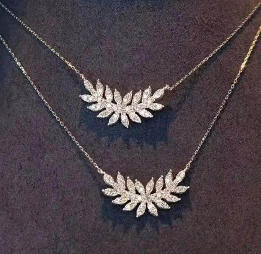 Elegant Crystal Leaf Clavicle Pendant