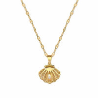 Pearl in a Gold Crystal Shell Pendant