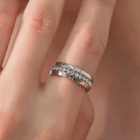 Unisex Silver Crystal Stainless Steel 6mm Love Band Ring -Multiple Sizes Available