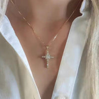 Gold Crystal Cross Pendant