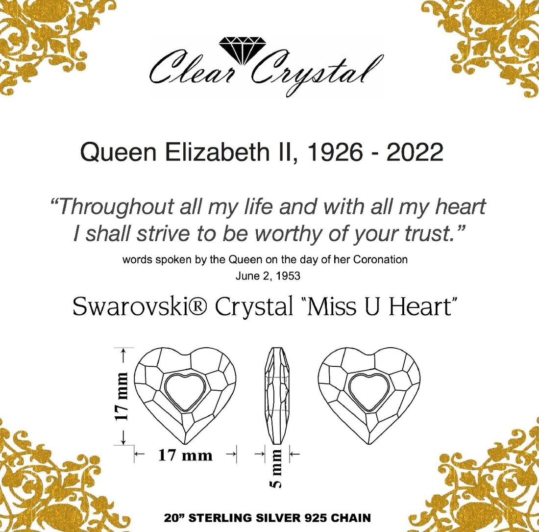 2 x Queen Elizabeth ll Memorial Necklaces with premium Crystal