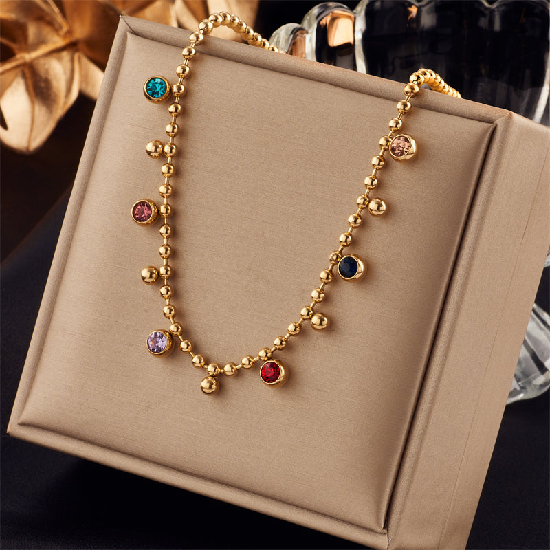 Gold Filled 18K Multi Colour CZ Necklace