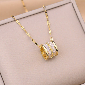 Gold Filled 18K CZ Barrel Necklace