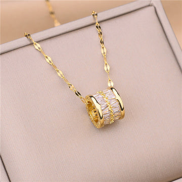 Gold Filled 18K CZ Barrel Necklace