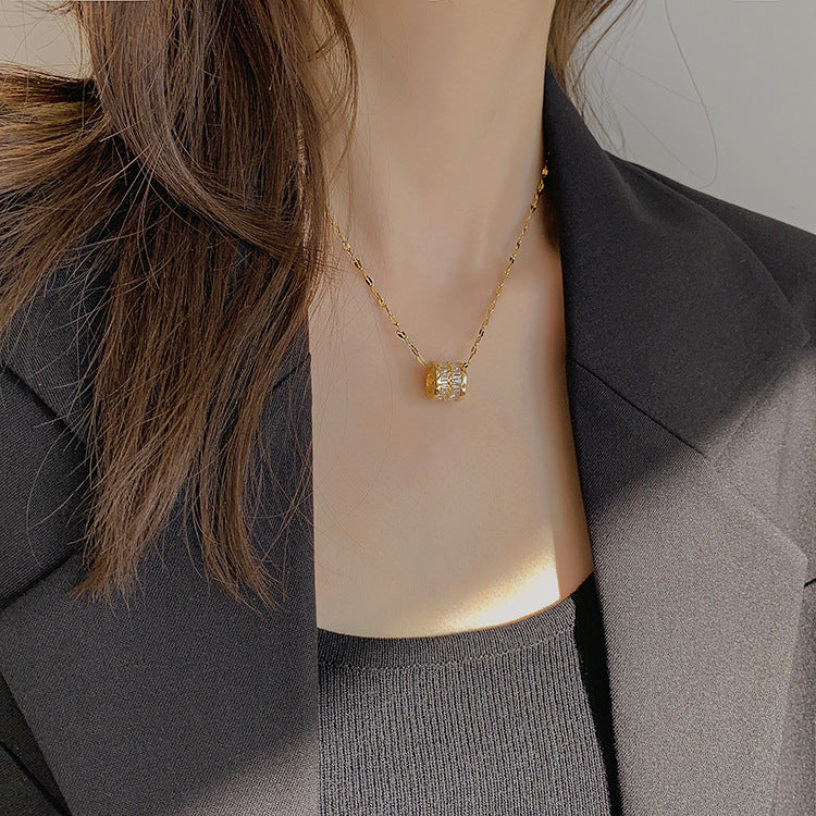 Gold Filled 18K CZ Barrel Necklace