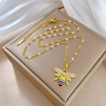 Gold Filled 18K Multicolour Bee Necklace