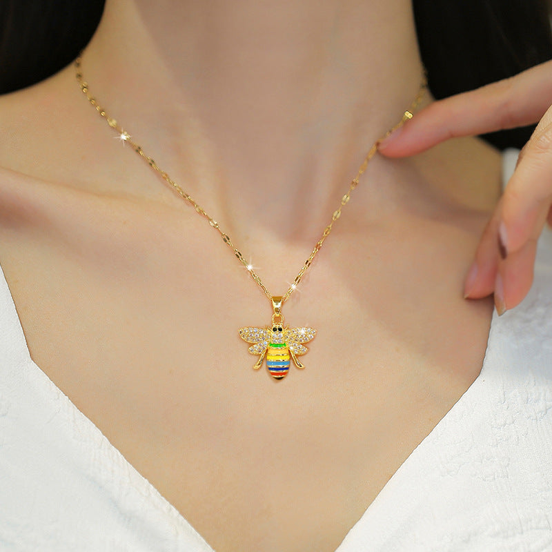 Gold Filled 18K Multicolour Bee Necklace