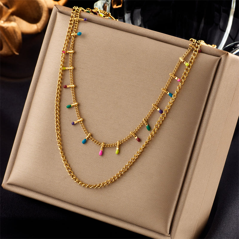 Gold Filled 18K Colourful Bead Necklace