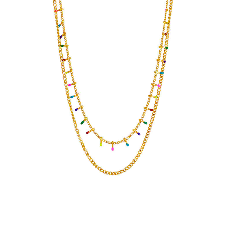 Gold Filled 18K Colourful Bead Necklace