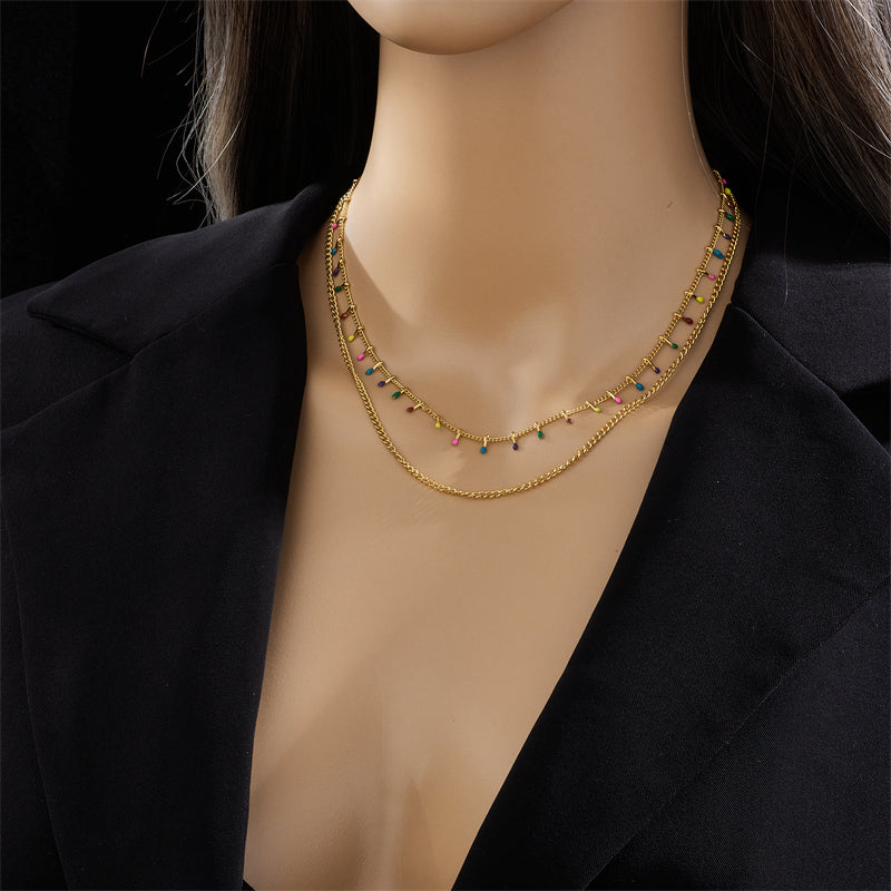 Gold Filled 18K Colourful Bead Necklace