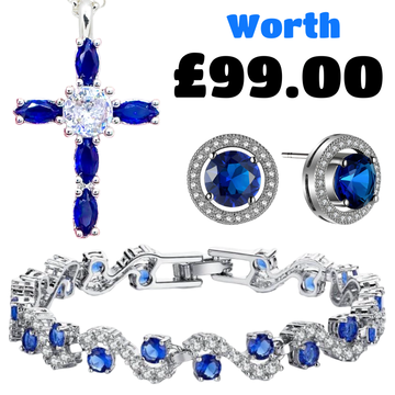 Sapphire Blue Crystal 3 Piece Set
