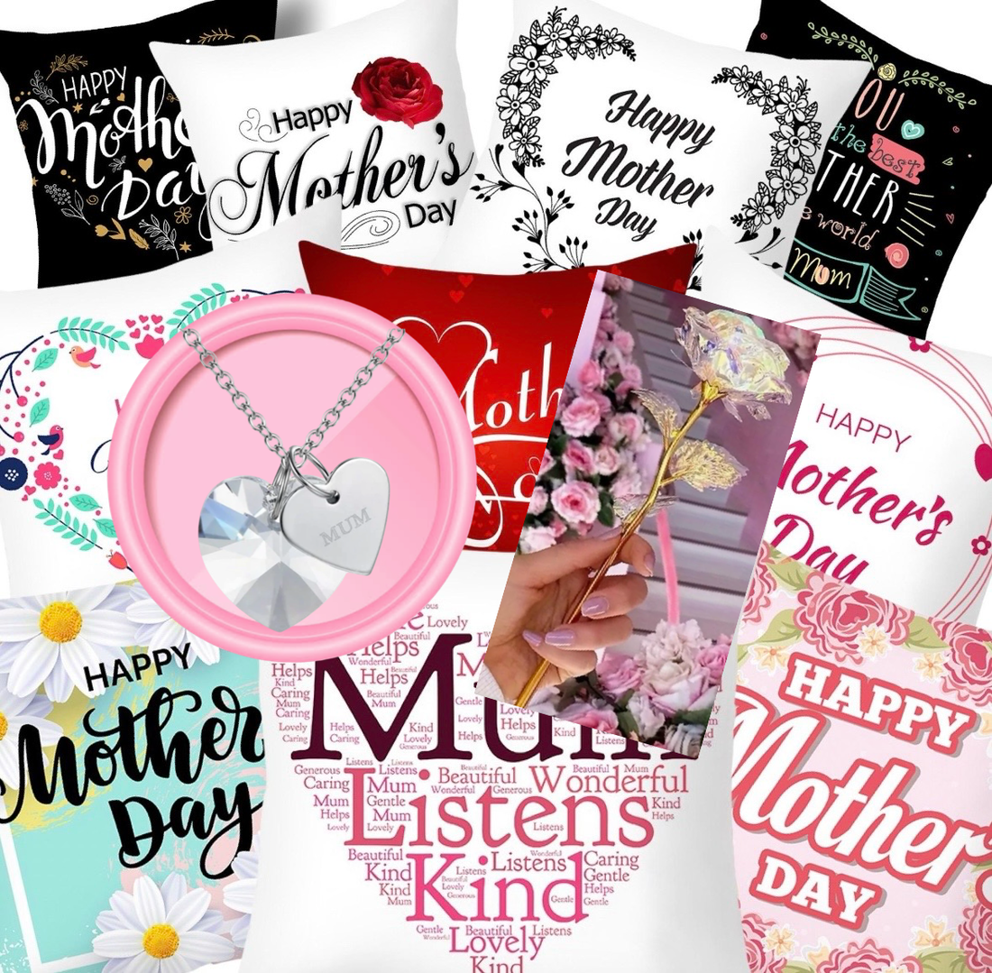 Mothers Day Bundle (Cushion, Swarovski Necklace & Everlasting Rose)