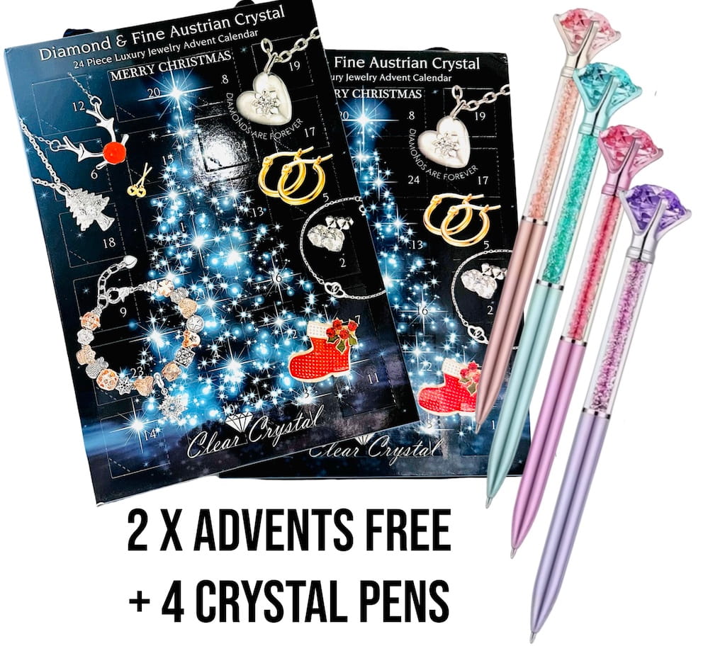 2 x Jewellery Advents and 4 x Crystal Pens