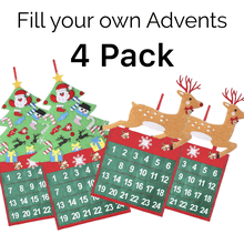 Fill Your Own Advents - Pack of 4 Festive Designs