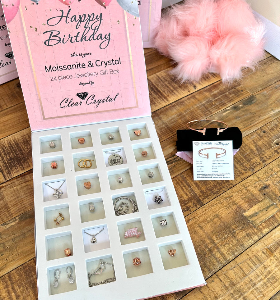 Moissanite & Crystal 24 piece Jewellery Box Set with FREE Diamond Bangle