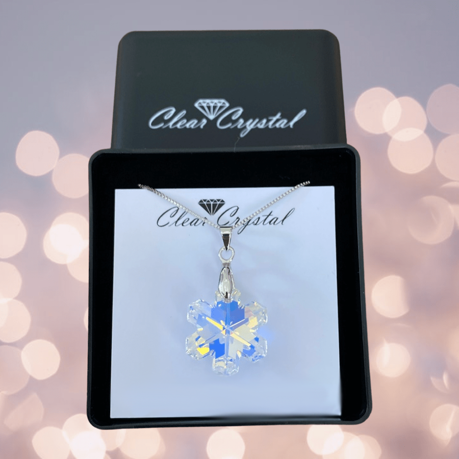 Colour Changing Crystal SNOWFLAKE Necklace with FREE Gift Box