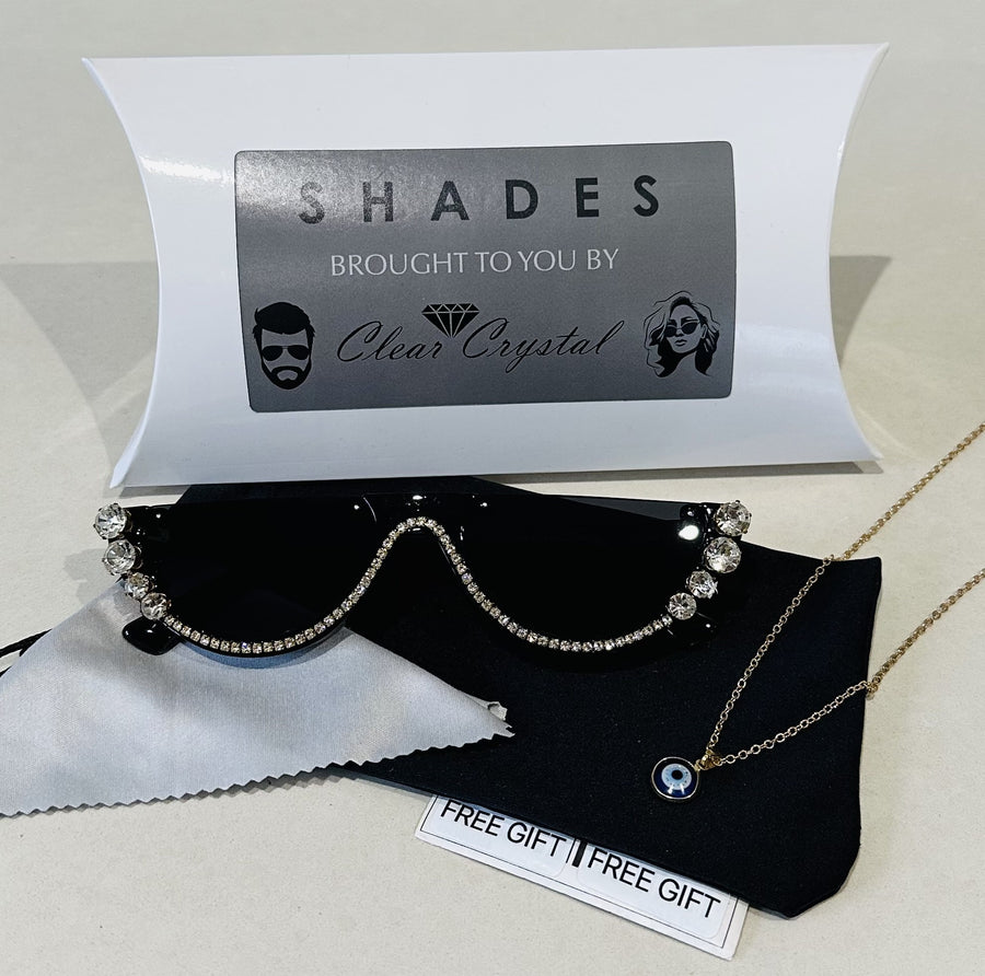 Beyonce Style Sunglasses with Crystals in Black or White Colour