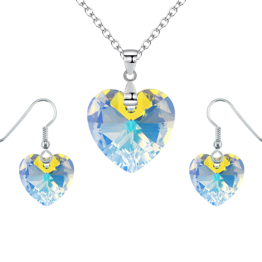 Fine Austrian Crystal Heart Jewellery Set made with S925 Solid Silver