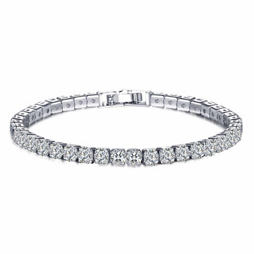 12.00 CTTW Brilliant Cut Clear Synthetic Sapphire Bracelet Rhodium Plated