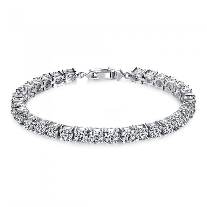 7CT BRILLIANT CUT CREATED SAPPHIRE 10K WHITE GOLD FILLED TENNIS BRACELET