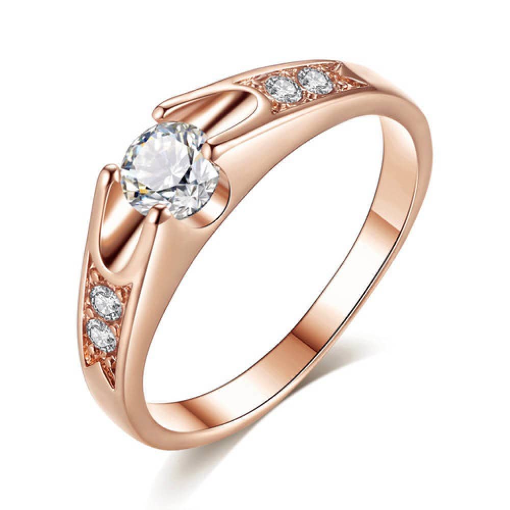 18K ROSE GOLD PLATED RING WITH DIAMANTÉ